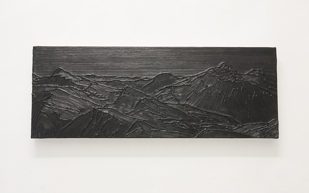 Sven Drühl, S.B. (Undead), 2017, Oil and Silicone on Canvas, 30 x 80 cm