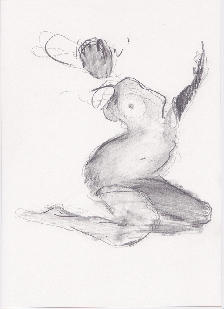 Alessandro Saturno, Studio sul corpo possibile, 2015, grafite su carta, 29,7x21 cm
