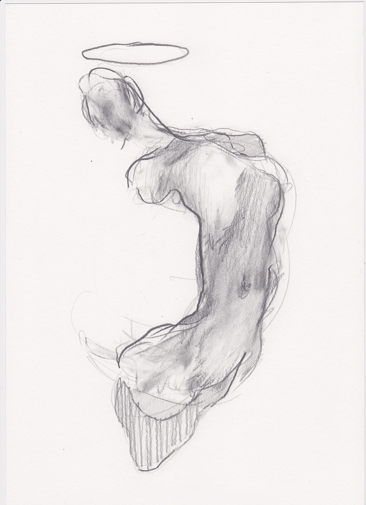 Alessandro Saturno, Studio sul corpo possibile, 2015, grafite su carta, 29,7x21 cm